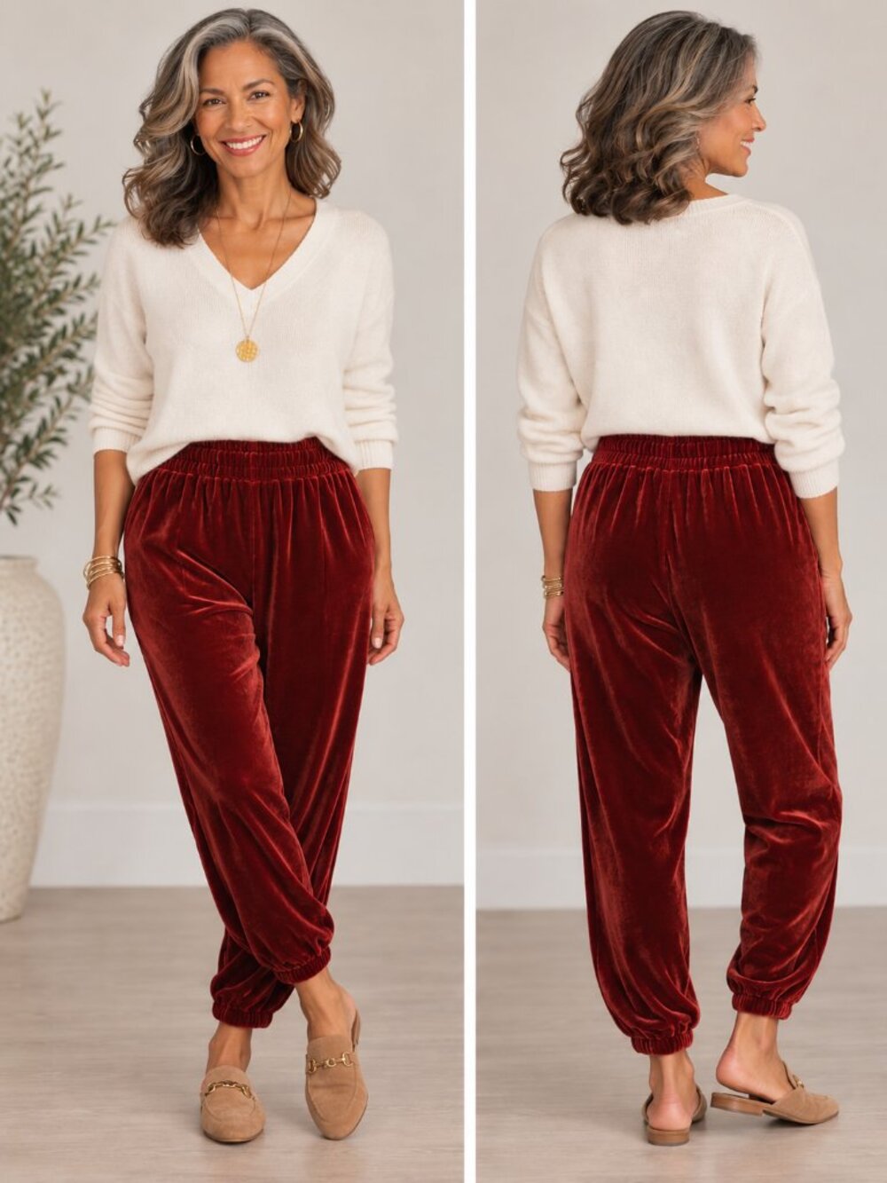 JW Los Angeles Johnny Was Sz S Burnt Orange Jogger Pants Boho Luxe Pull On